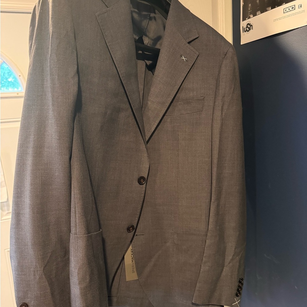 Spier and Mackay medium gray 12 blazer. Never worn. Size 42R